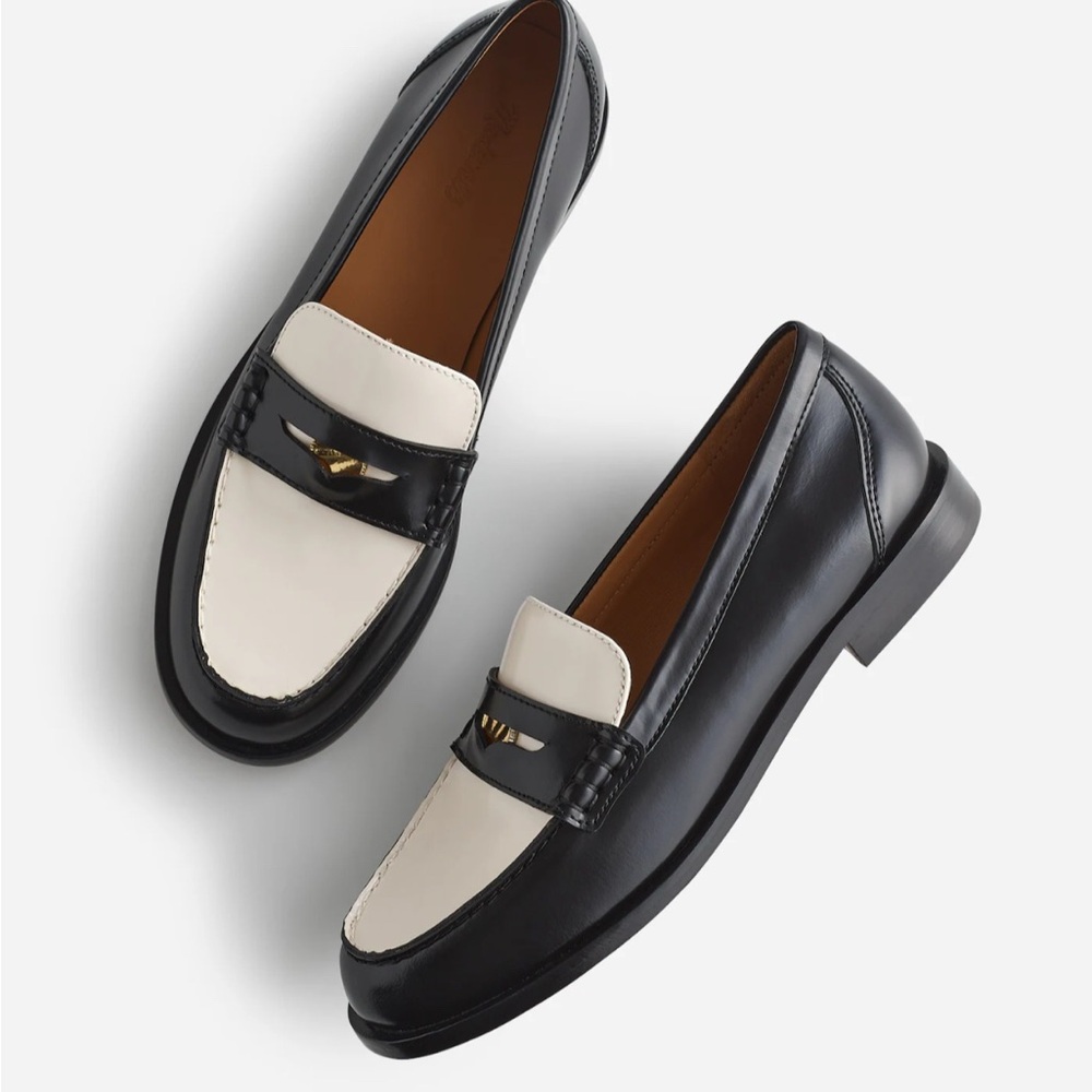 Madewell Black and White Penny Loafers Flats